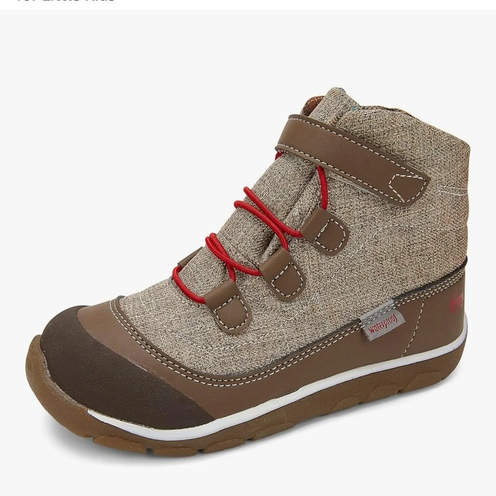 See Kai Run Brown and Red waterproof &insulated winter boots for little kids 4